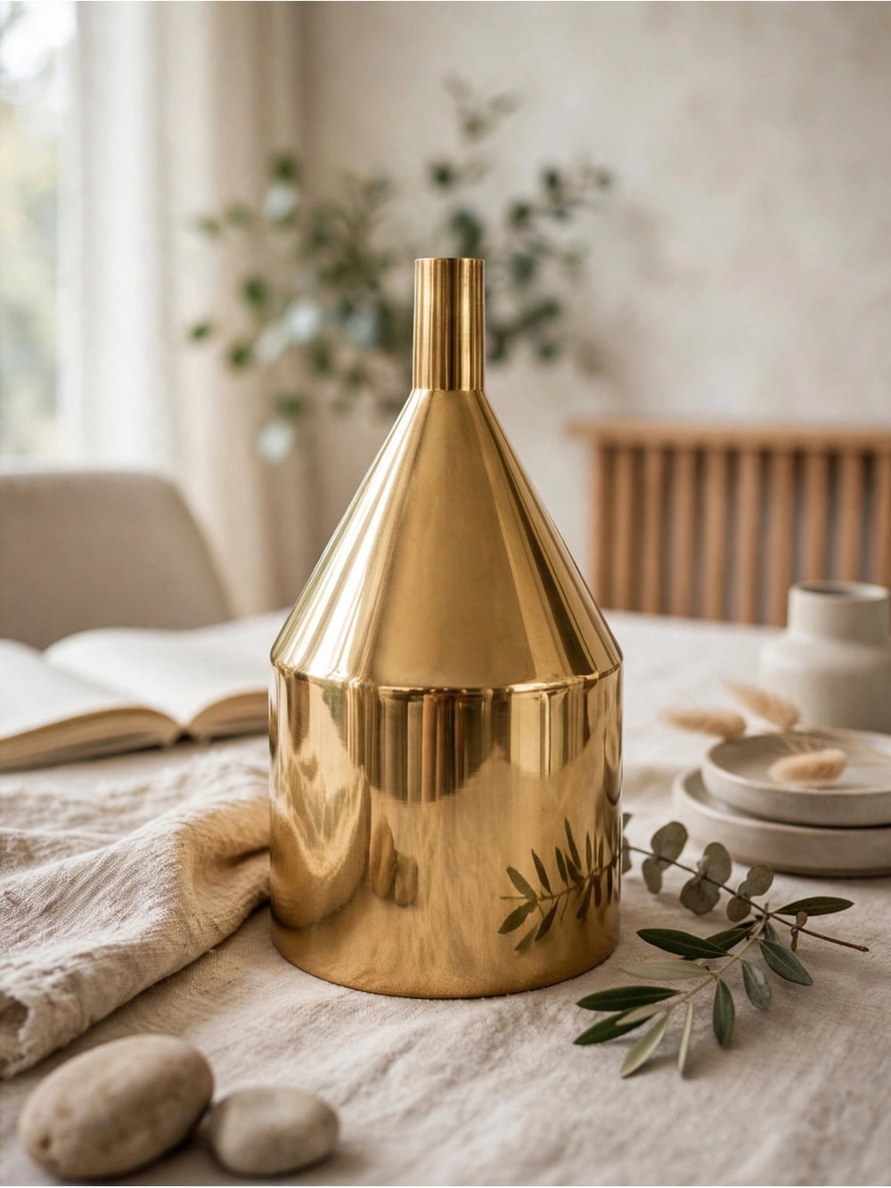Tom Dixon Bump Cone Vase – Solid Brass, Sculptural Modern Decor